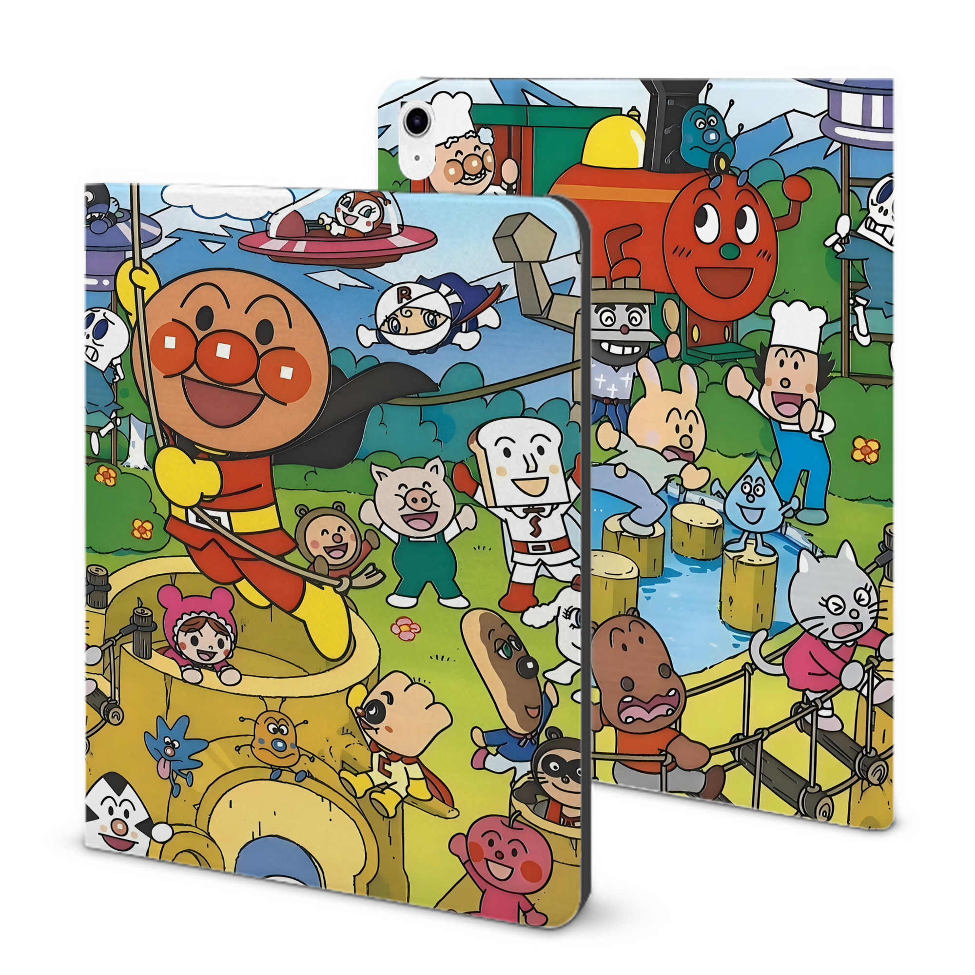 （画像用） アンパンマン Anpanman IPad ケース ブック型 PUレザー TPU 耐衝撃 軽量 薄型 ペン収納なし 全面保護 IPad 各モデル対応